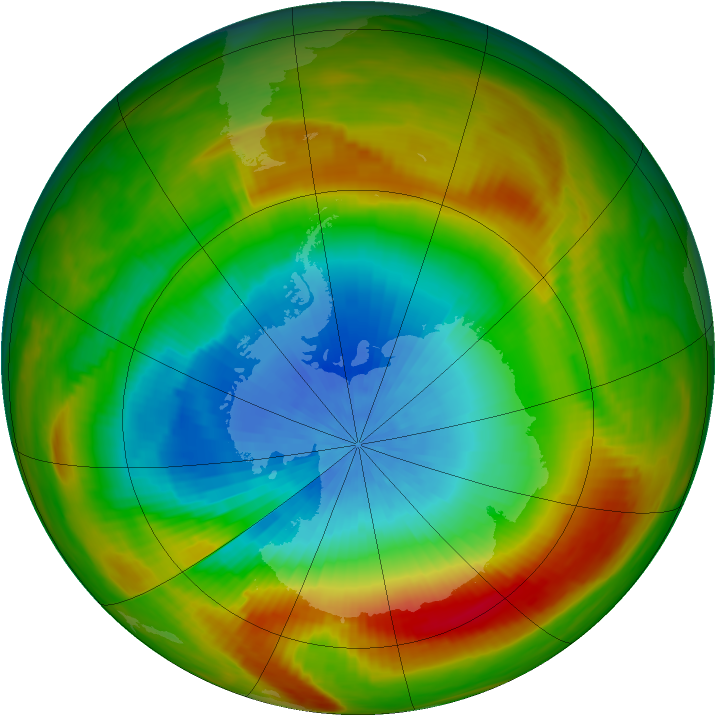 Antarctic ozone map for 20 October 1981